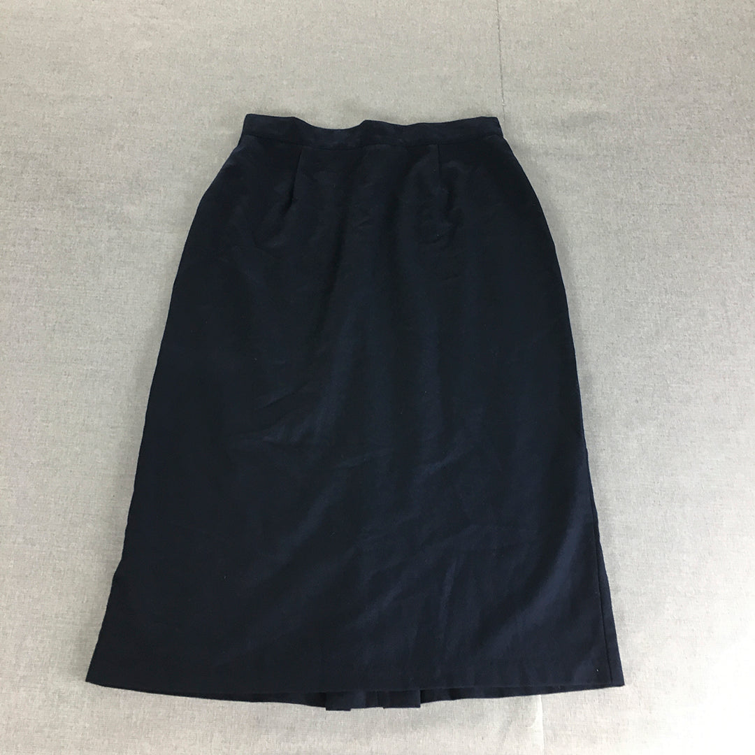 The Clothing Company Womens Wool Pencil Skirt Size 14 Navy Blue Straight