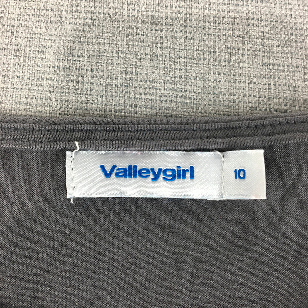 Valleygirl Womens T-Shirt Size 10 Grey Short Sleeve Crew Neck Top