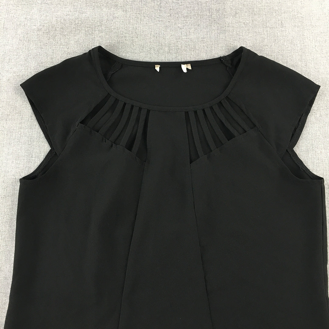 Forcast Womens Top Size 6 Black Short Sleeve Shirt Blouse Stretch