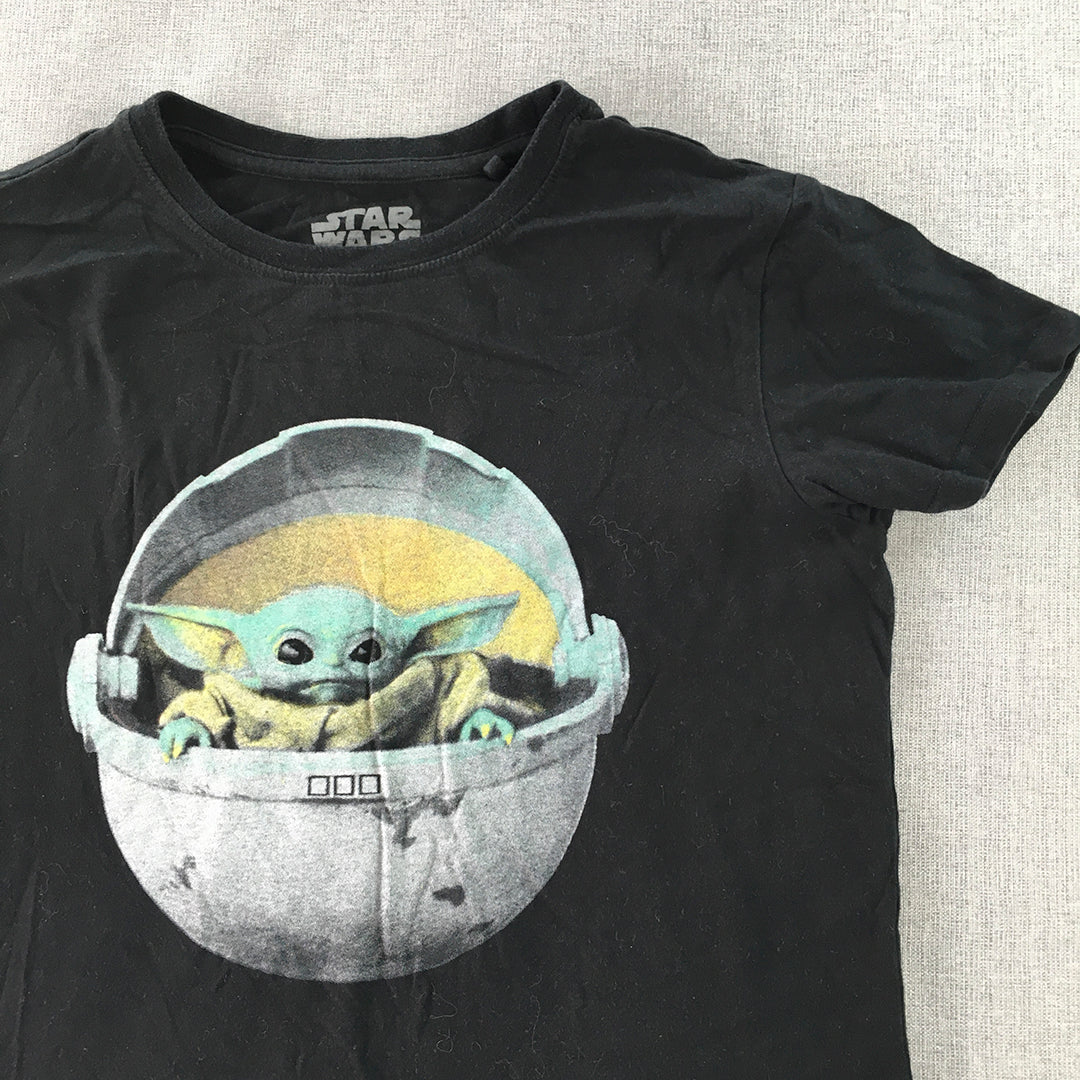 Star Wars Baby Yoda Womens T-Shirt Size S Black Short Sleeve Top