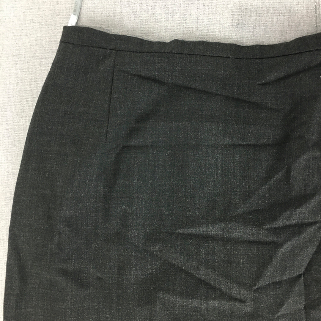 Vintage Country Road Womens Wool Skirt Size 12 AUS Black Midi Straight Pencil