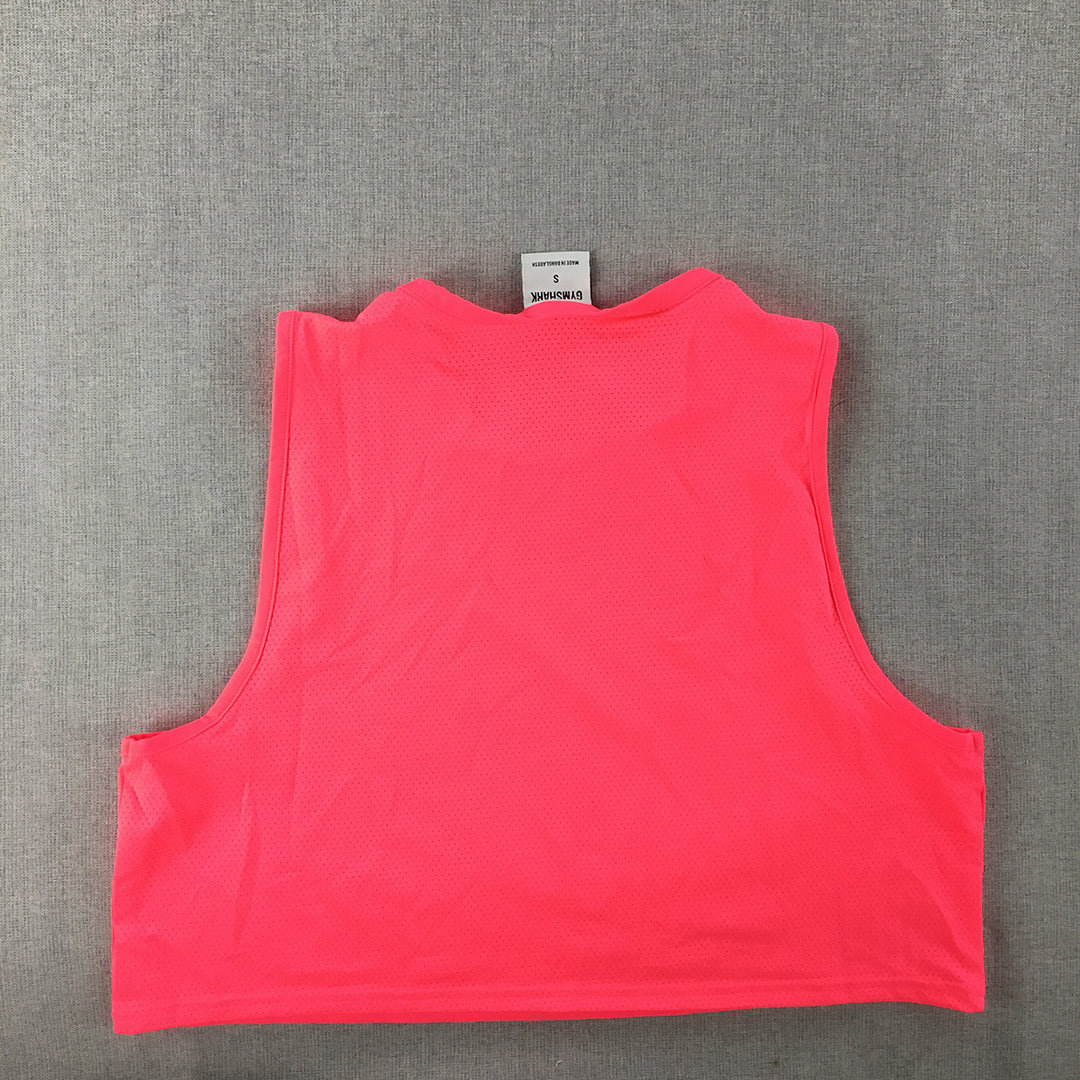 Gymshark Womens Cropped Top Size S Hot Pink Logo Sleeveless Shirt