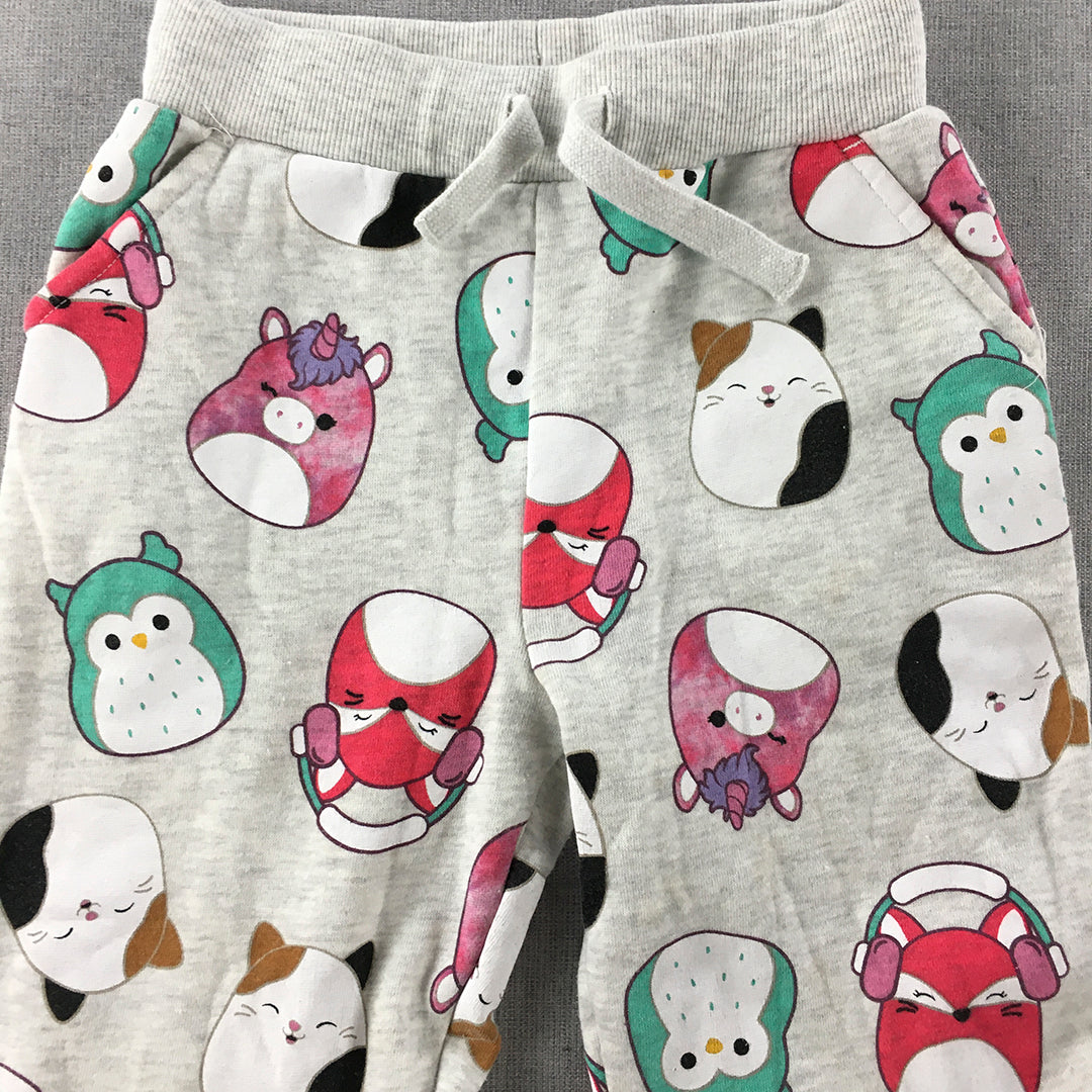 Squishmallows Kids Girls Pants Size 7 Grey Jogger Drawstring Pockets