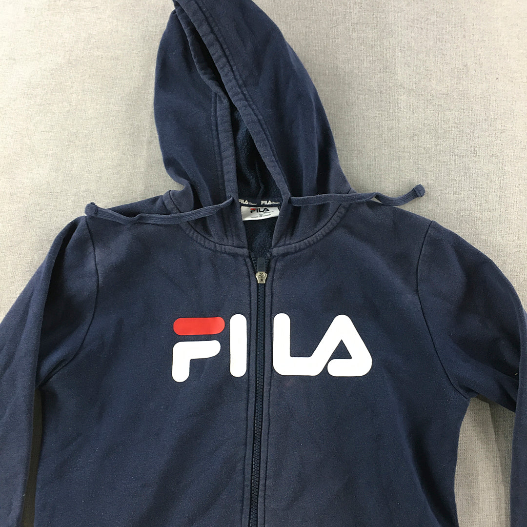 FILA Kids Boys Hoodie Jacket Size 12 Blue Zip-Up Pockets Windbreaker