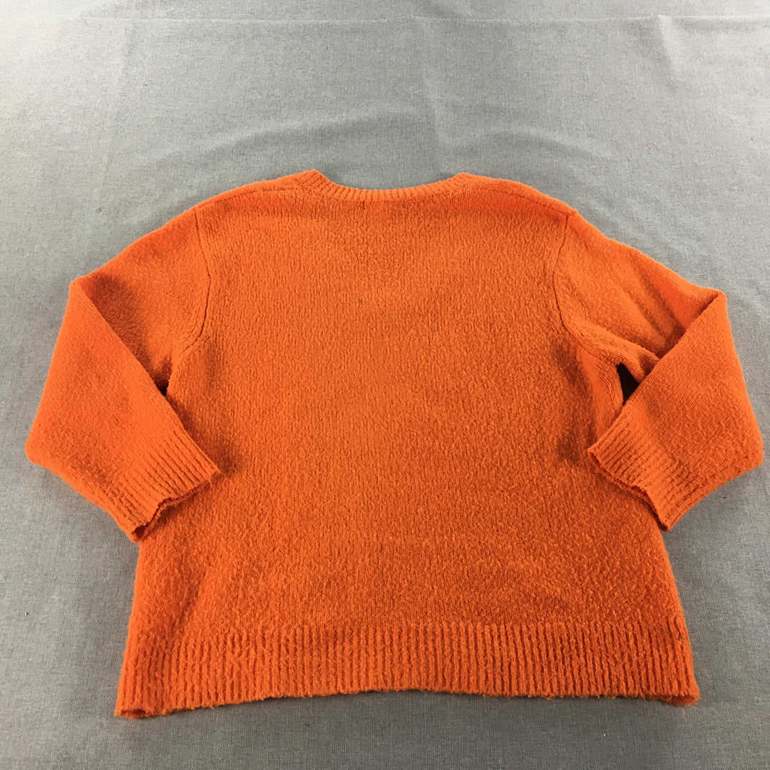 Dazie Womens Knit Sweater Size M Orange V-Neck Pullover Jumper