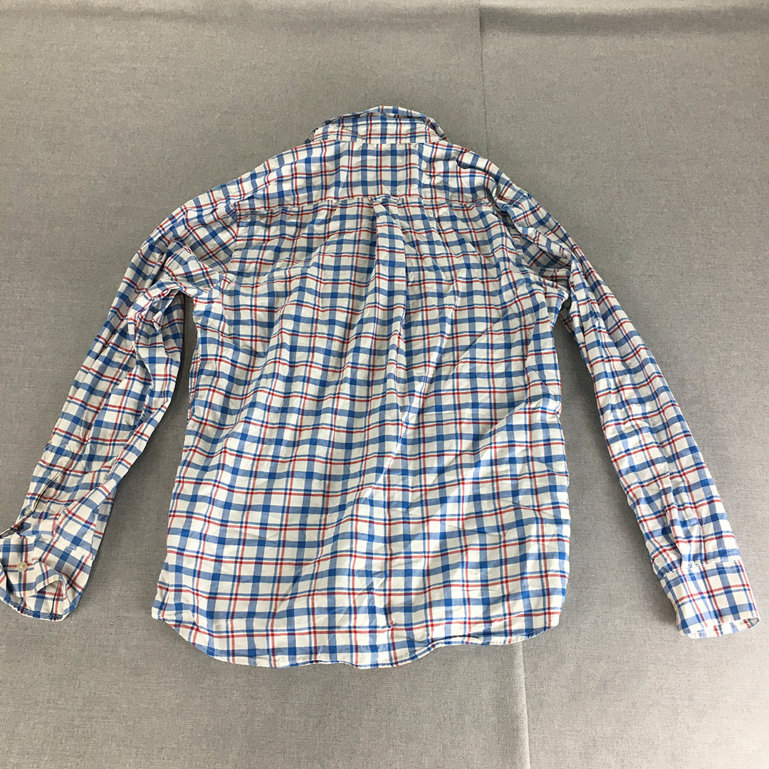 U.S. Polo Assn. Mens Shirt Size L White Checkered Long Sleeve Button-Up