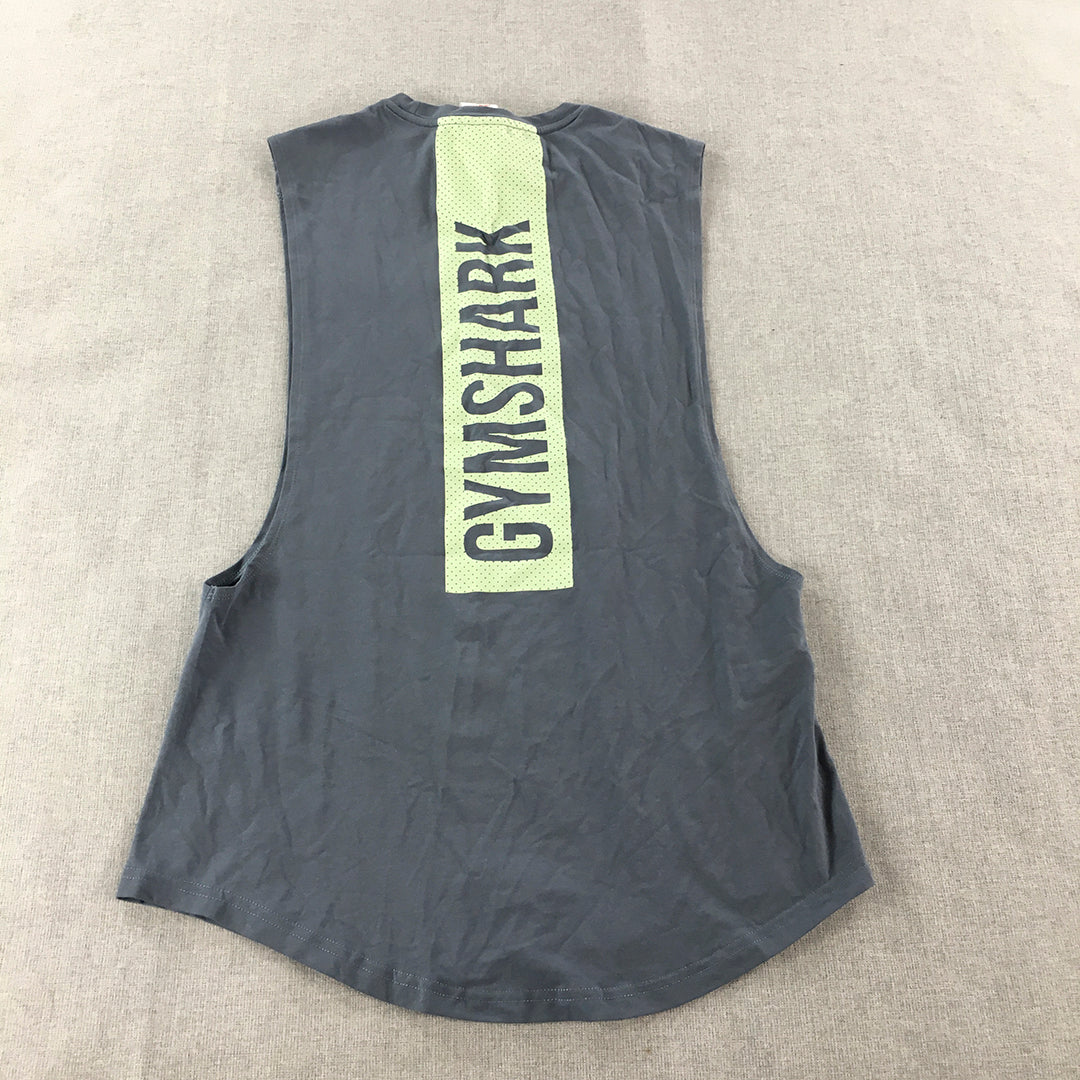 Gymshark Mens Muscle Tank Top Size S Grey Logo Sleeveless Gym Shirt