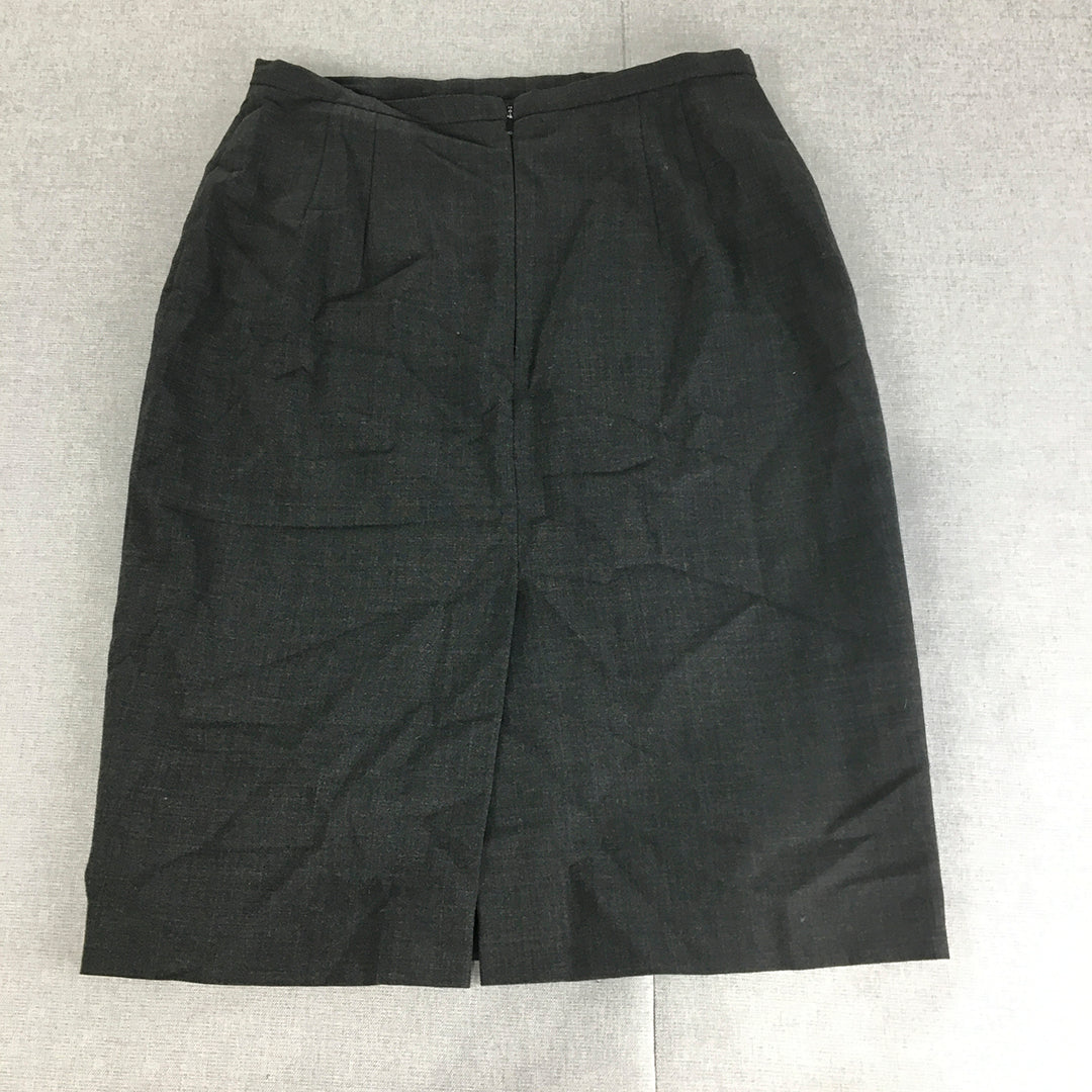 Vintage Country Road Womens Wool Skirt Size 12 AUS Black Midi Straight Pencil