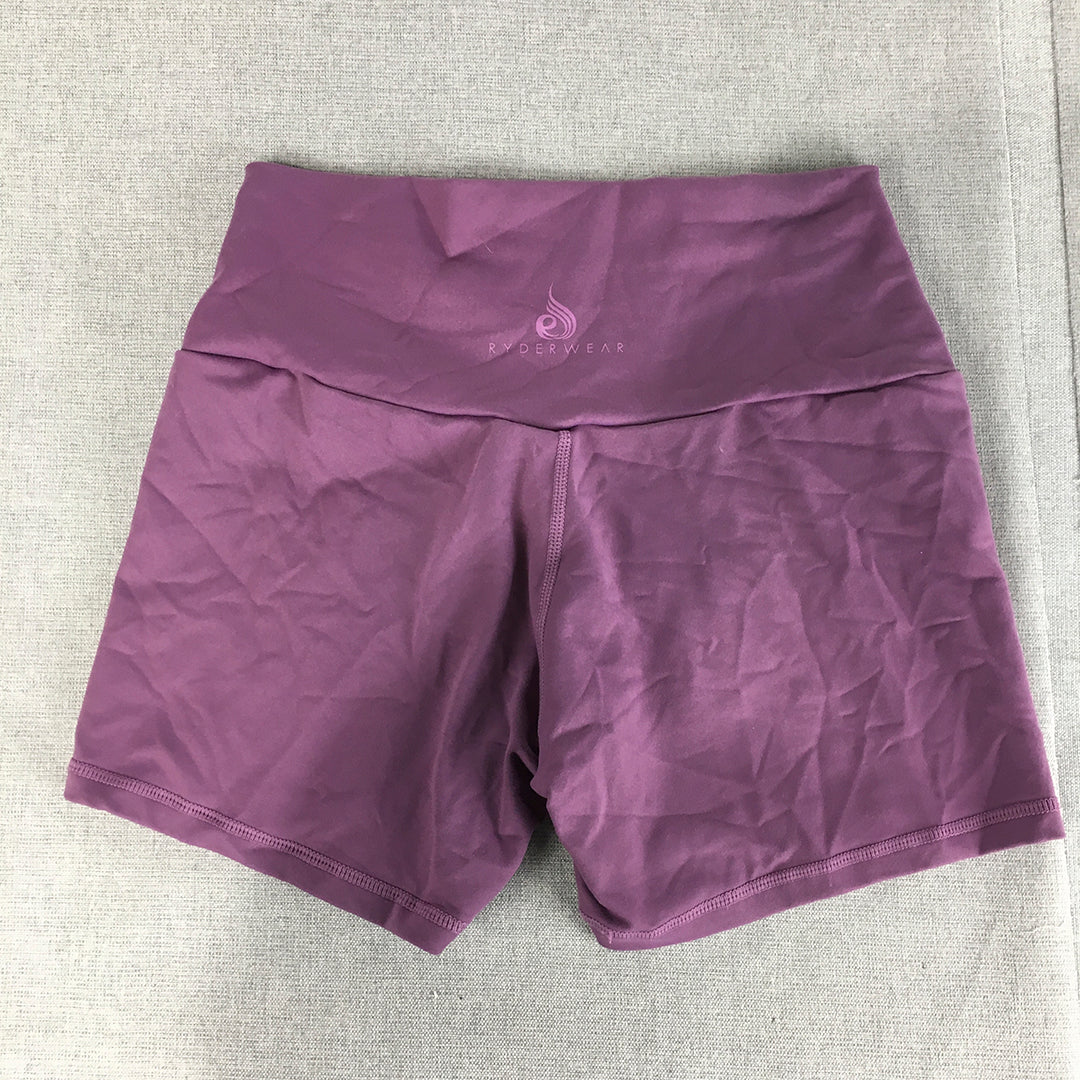 Ryderwear Womens Shorts Size S Purple Logo Gym Workout Active