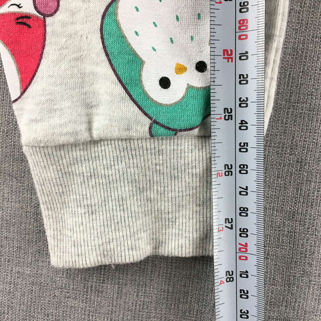 Squishmallows Kids Girls Pants Size 7 Grey Jogger Drawstring Pockets