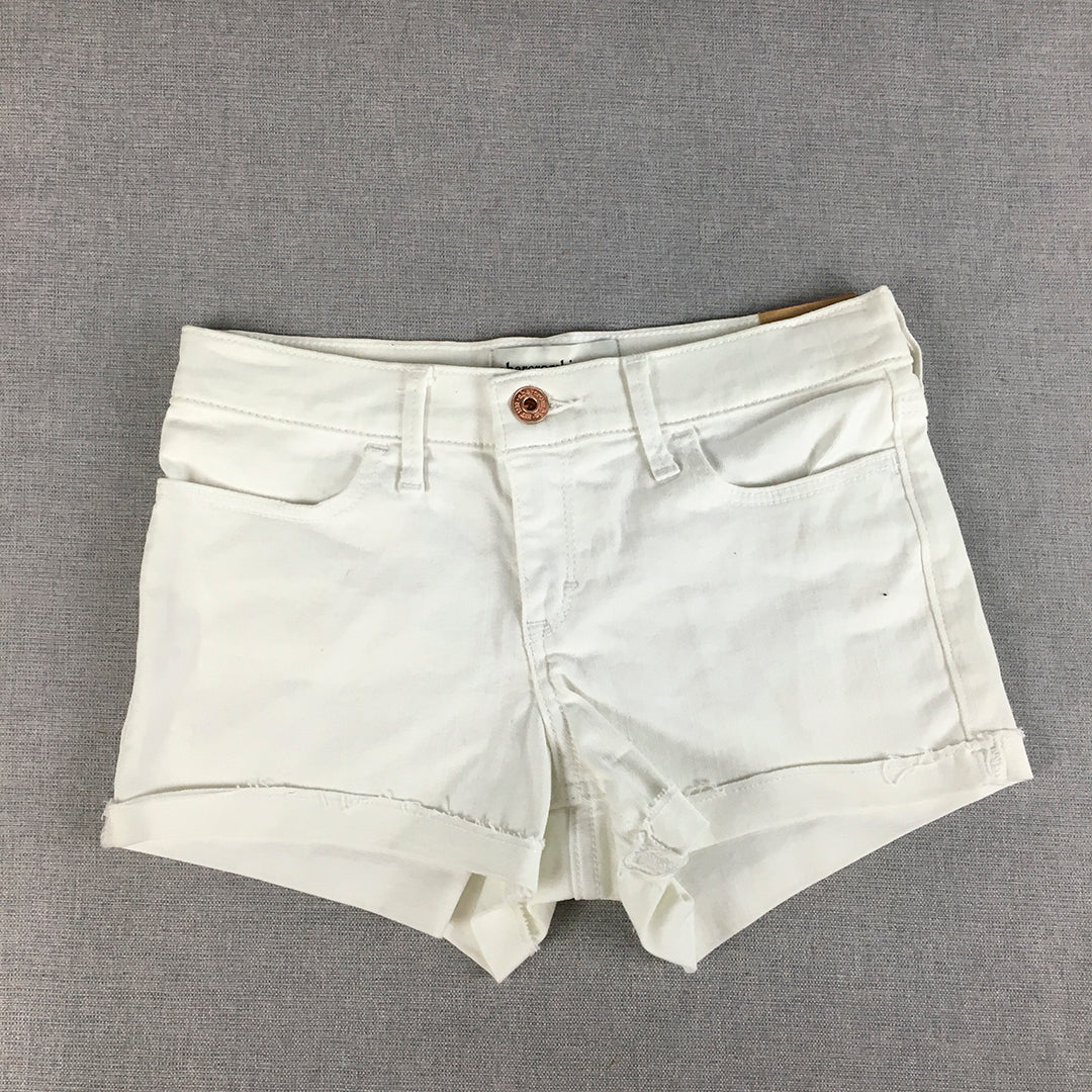 NEW Abercrombie & Fitch Kids Girls Shorts Size 11 - 12 Years White Denim