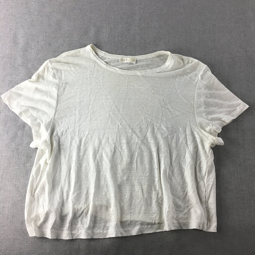 Kookai Womens T-Shirt Size 2 White Short Sleeve Cropped Top