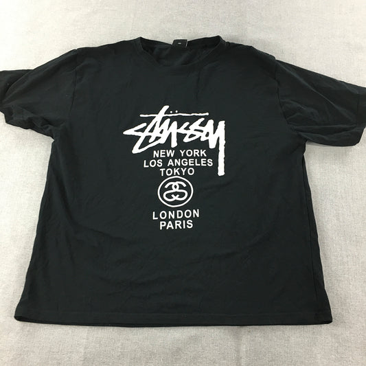 Stussy Mens T-Shirt Size 3XL Black Big Logo Short Sleeve Tee