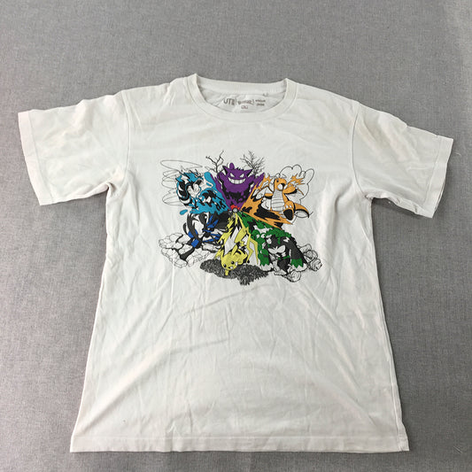 Uniqlo UT x Pokemon Kids Boys T-Shirt Size 13 Years White Short Sleeve Top