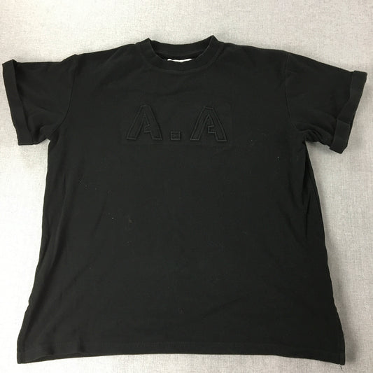 Aje Athletica Womens Shirt Size 8 Black Embossed Logo Short Sleeve Top