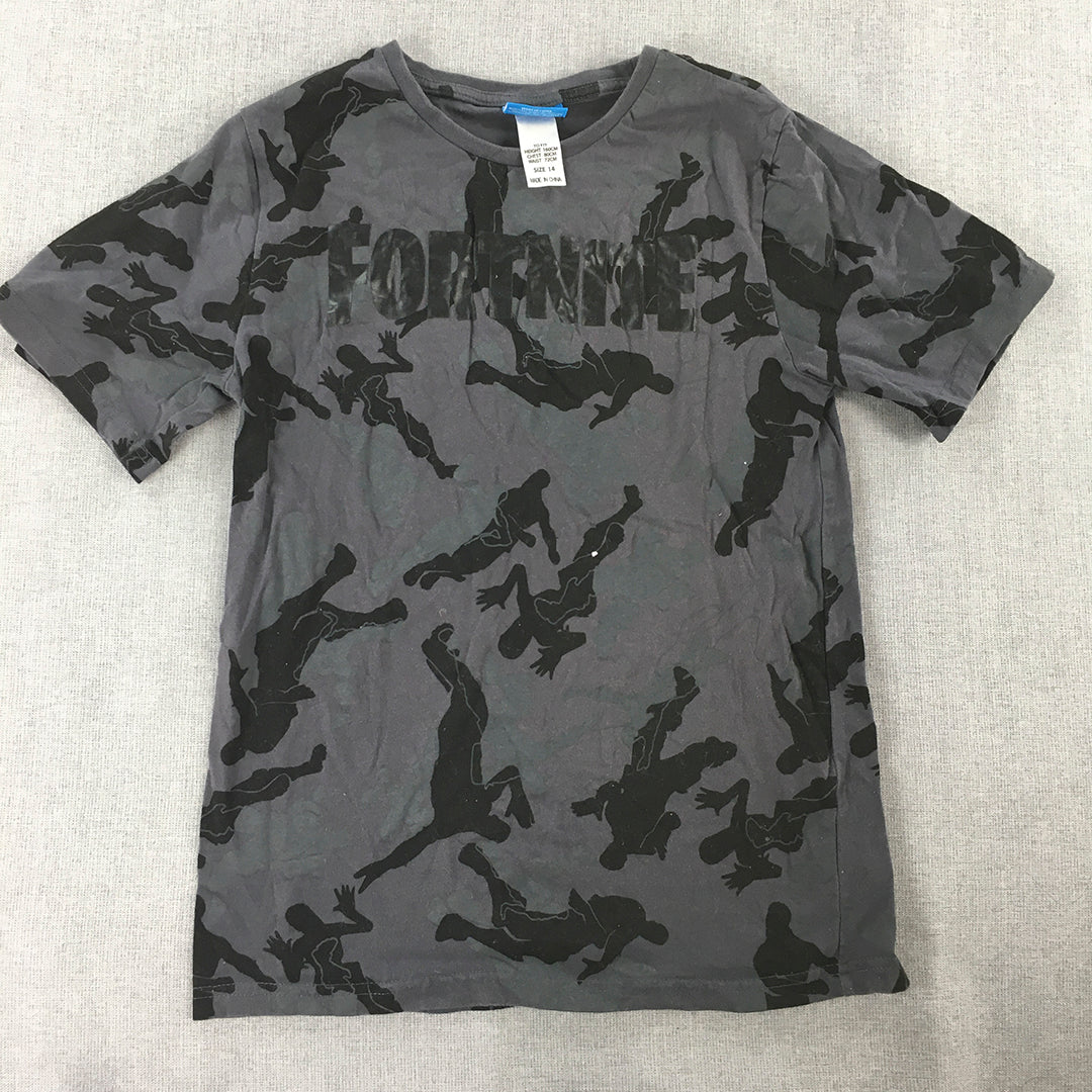 Fortnite Kids Boys T-Shirt Size 14 Grey Short Sleeve Logo Crew Neck Top