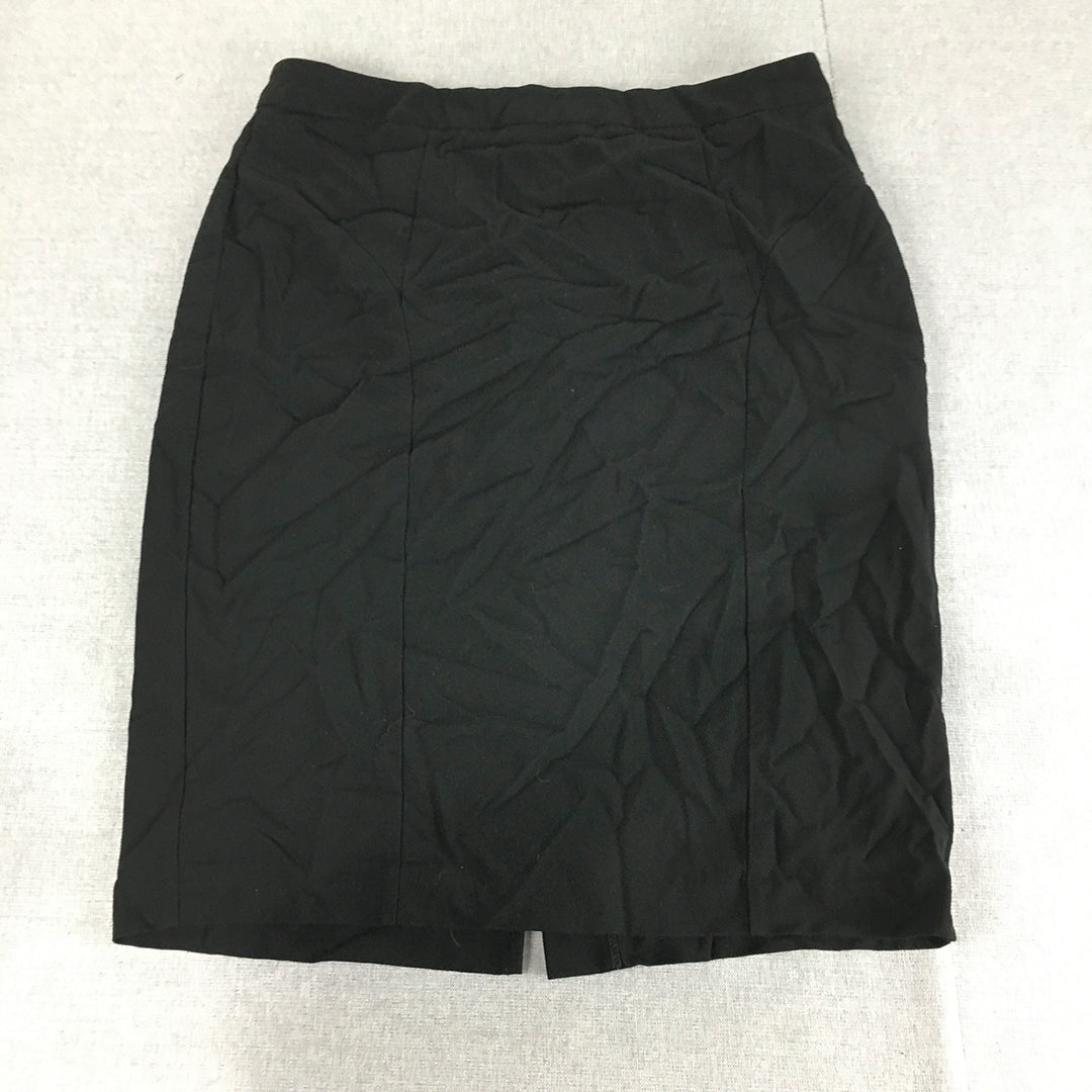 Forcast Womens Pencil Skirt Size 14 Black Straight Midi