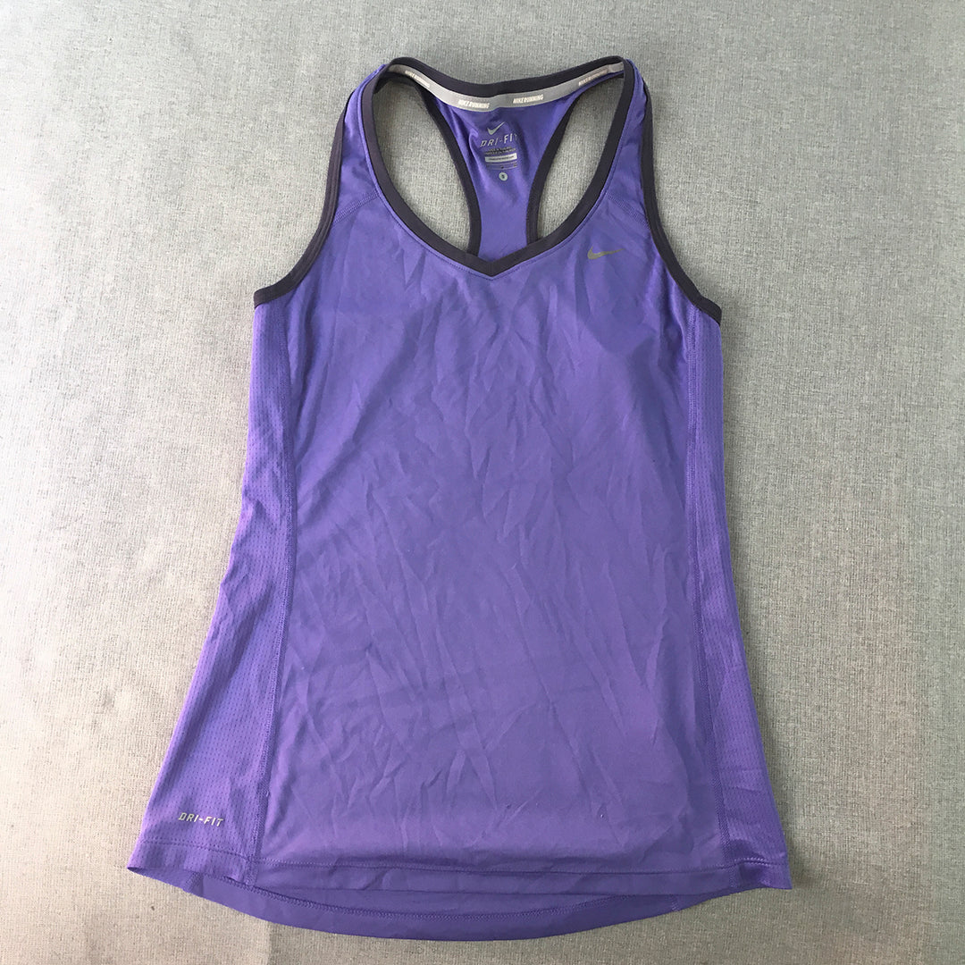 Nike Womens Tank Top Size S Purple Swoosh Logo Sleeveless Singlet Shirt