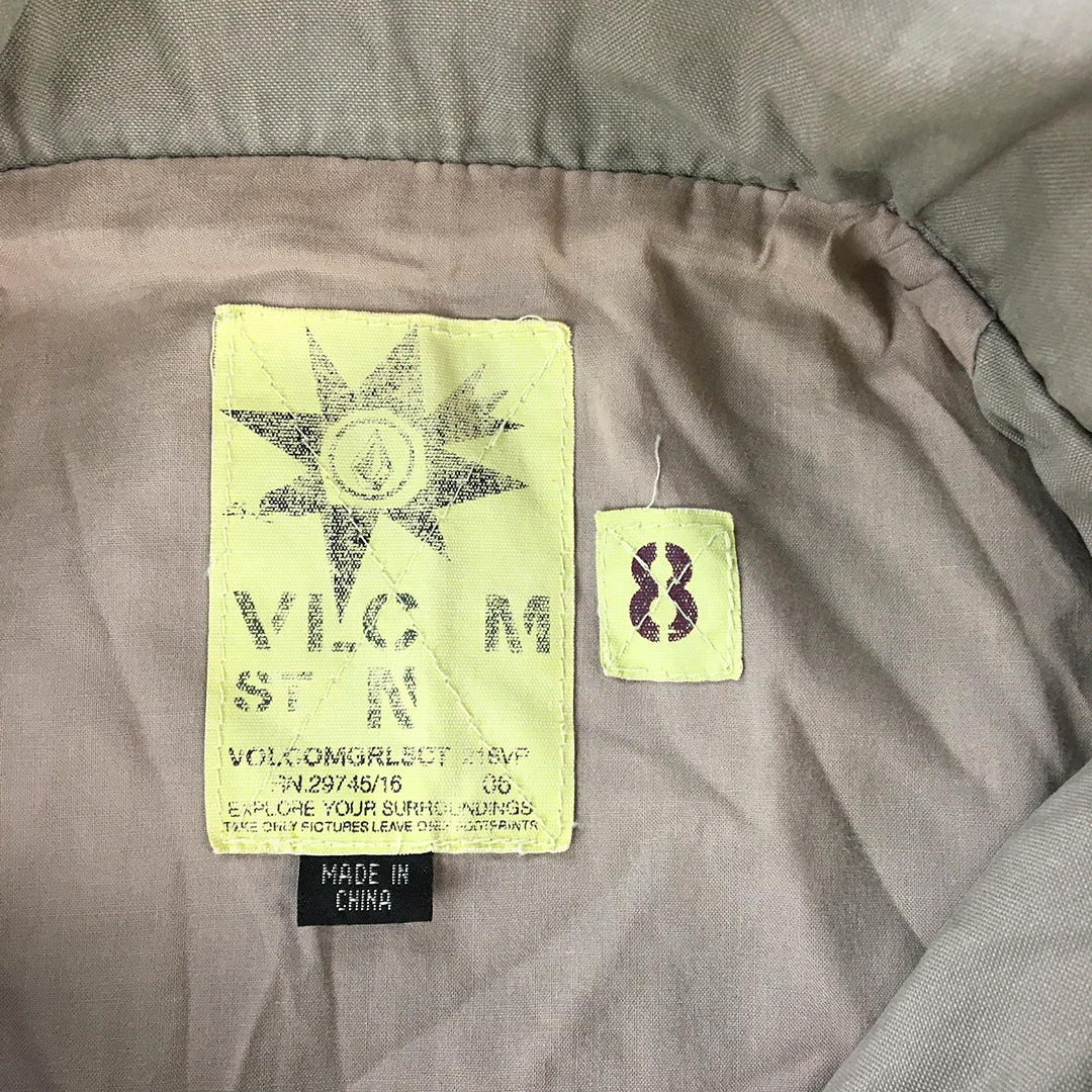 Volcom Womens Jacket Size 8 Brown Pockets Overcoat Hooded Utility