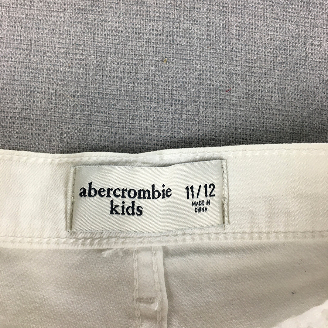 NEW Abercrombie & Fitch Kids Girls Shorts Size 11 - 12 Years White Denim