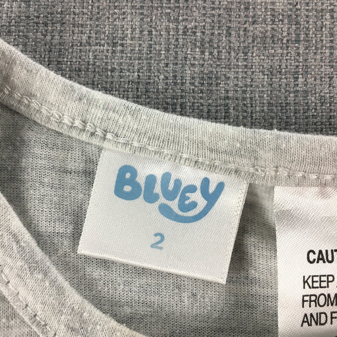 Bluey Kids Girls Top Size 2 Baby Toddler Grey Queen Bingo