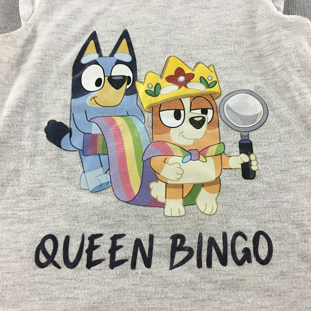 Bluey Kids Girls Top Size 2 Baby Toddler Grey Queen Bingo