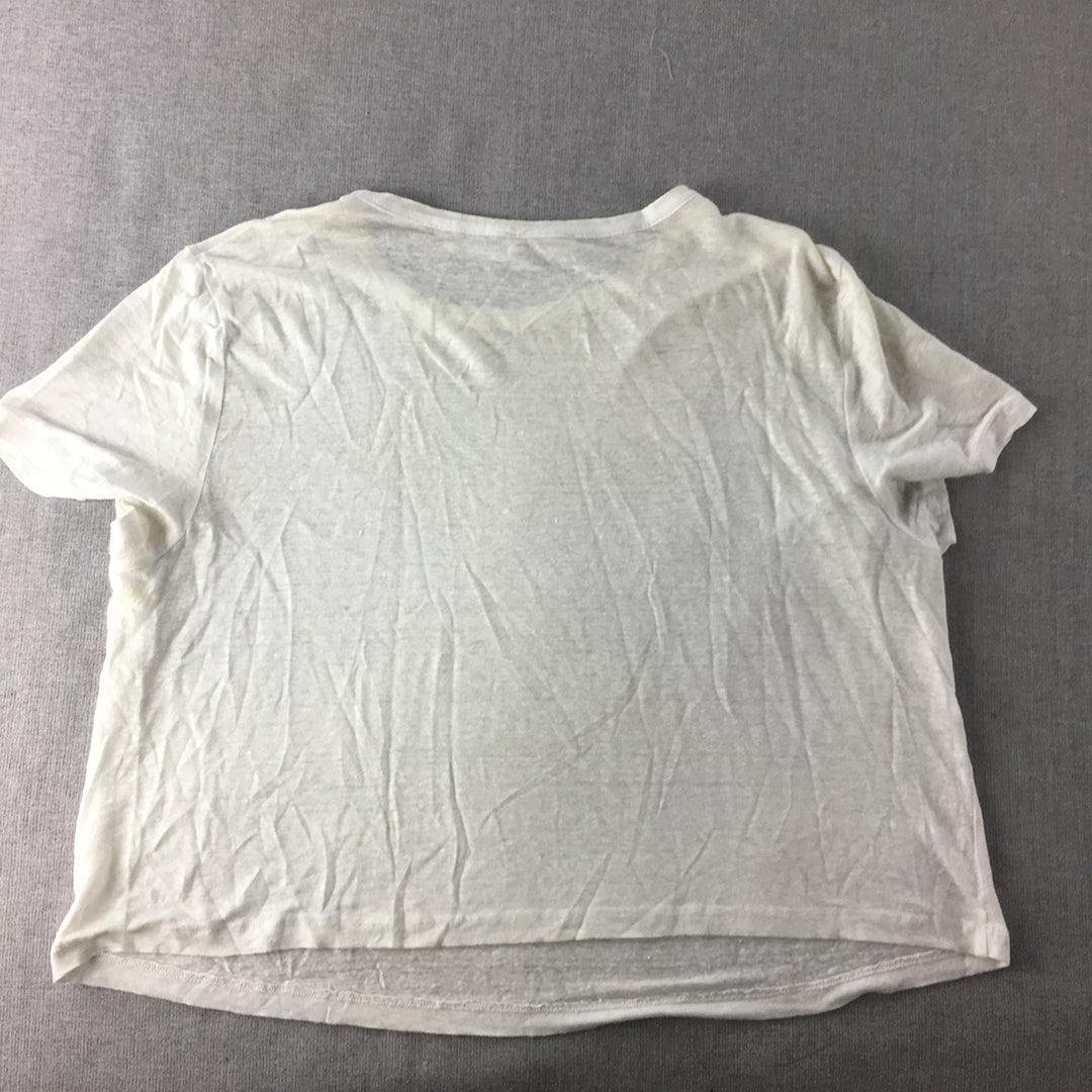 Kookai Womens T-Shirt Size 2 White Short Sleeve Cropped Top