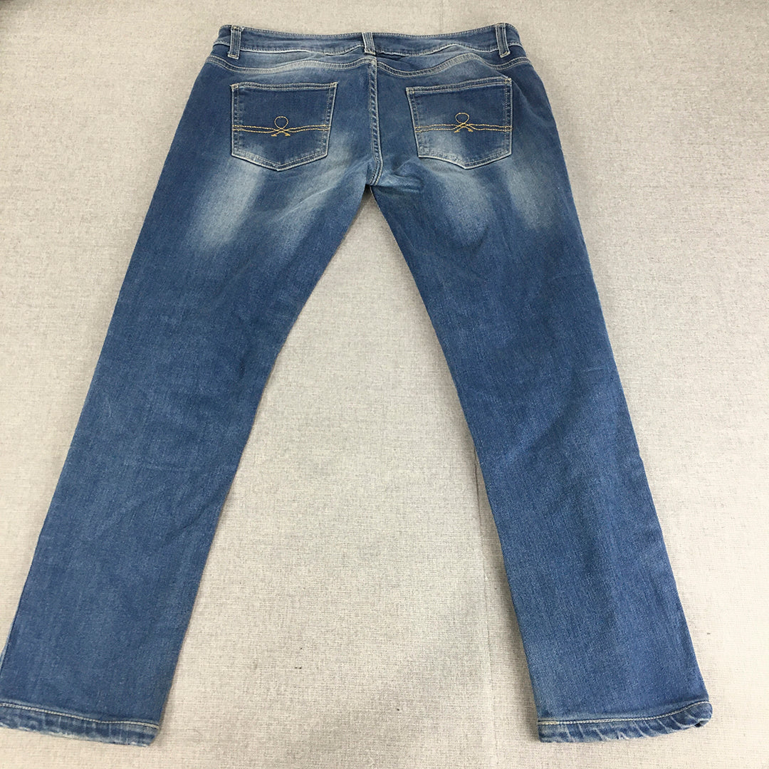 United Colors Of Benetton Womens Jeans Size 28 Blue Slim Straight Denim