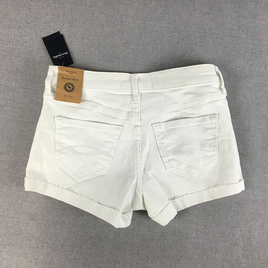 NEW Abercrombie & Fitch Kids Girls Shorts Size 11 - 12 Years White Denim