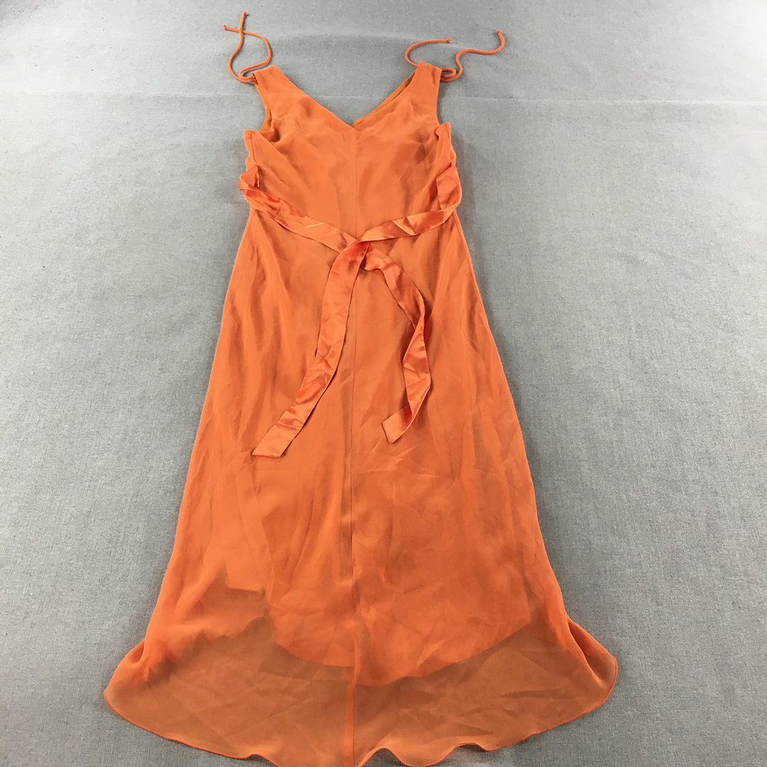 Purple Patch Womens Evening Gown Size 10 Orange Sleeveless Midi