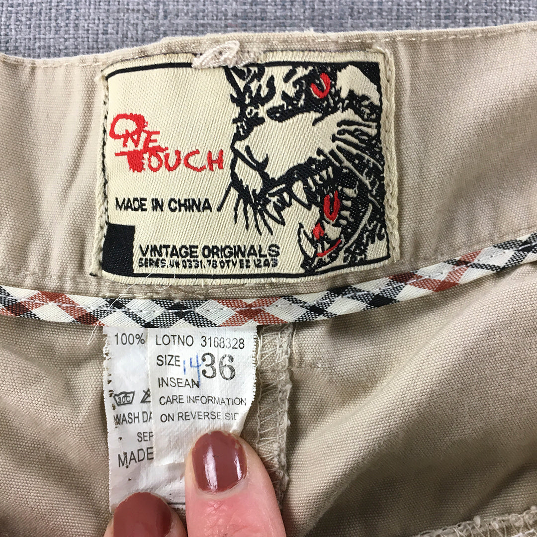 Vintage One Touch Mens Cargo Pants Size 36 x 32 Brown Utility Pockets