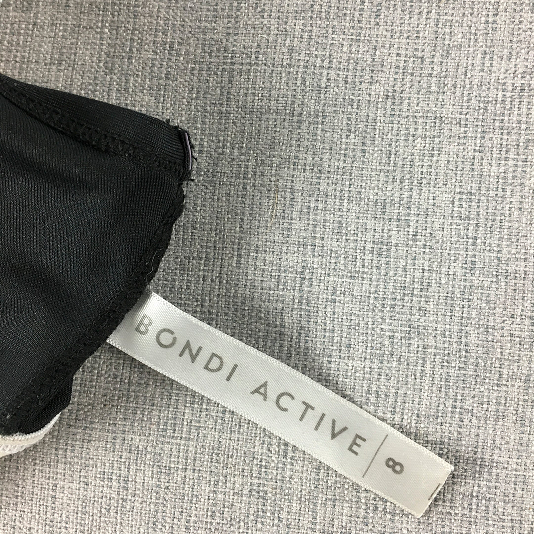 Bondi Active Womens Sports Bra Size 8 Black Logo Cropped Top