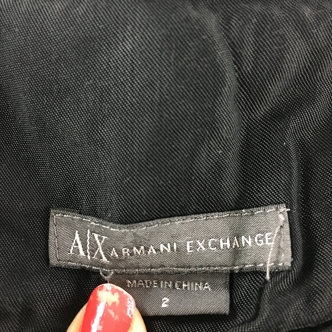 Armani Exchange Womens A-Line Skirt Size 2 US Black Midi Pleated