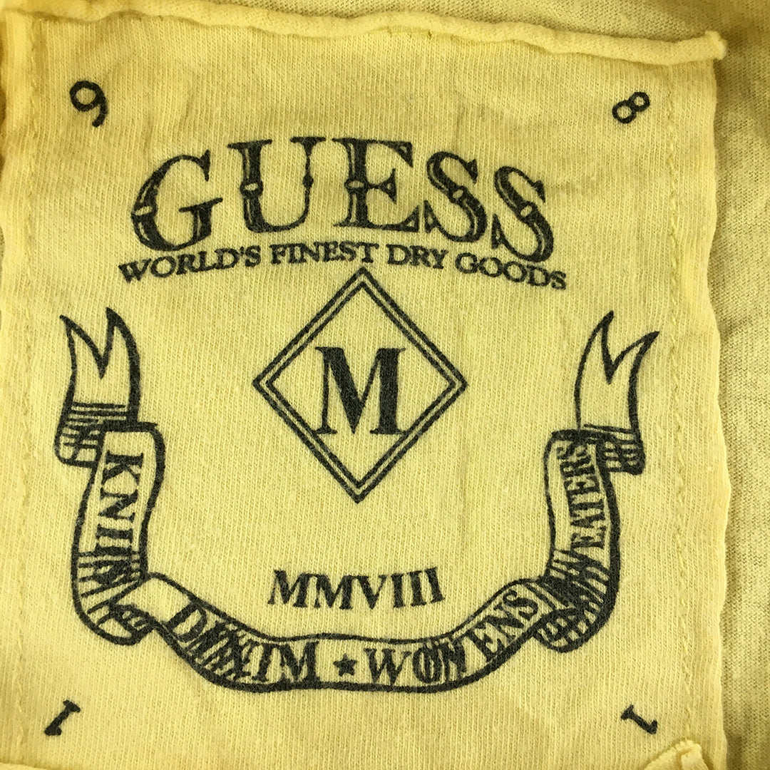 Guess Mens T-Shirt Size M Yellow Grunge Logo Short Sleeve Tee