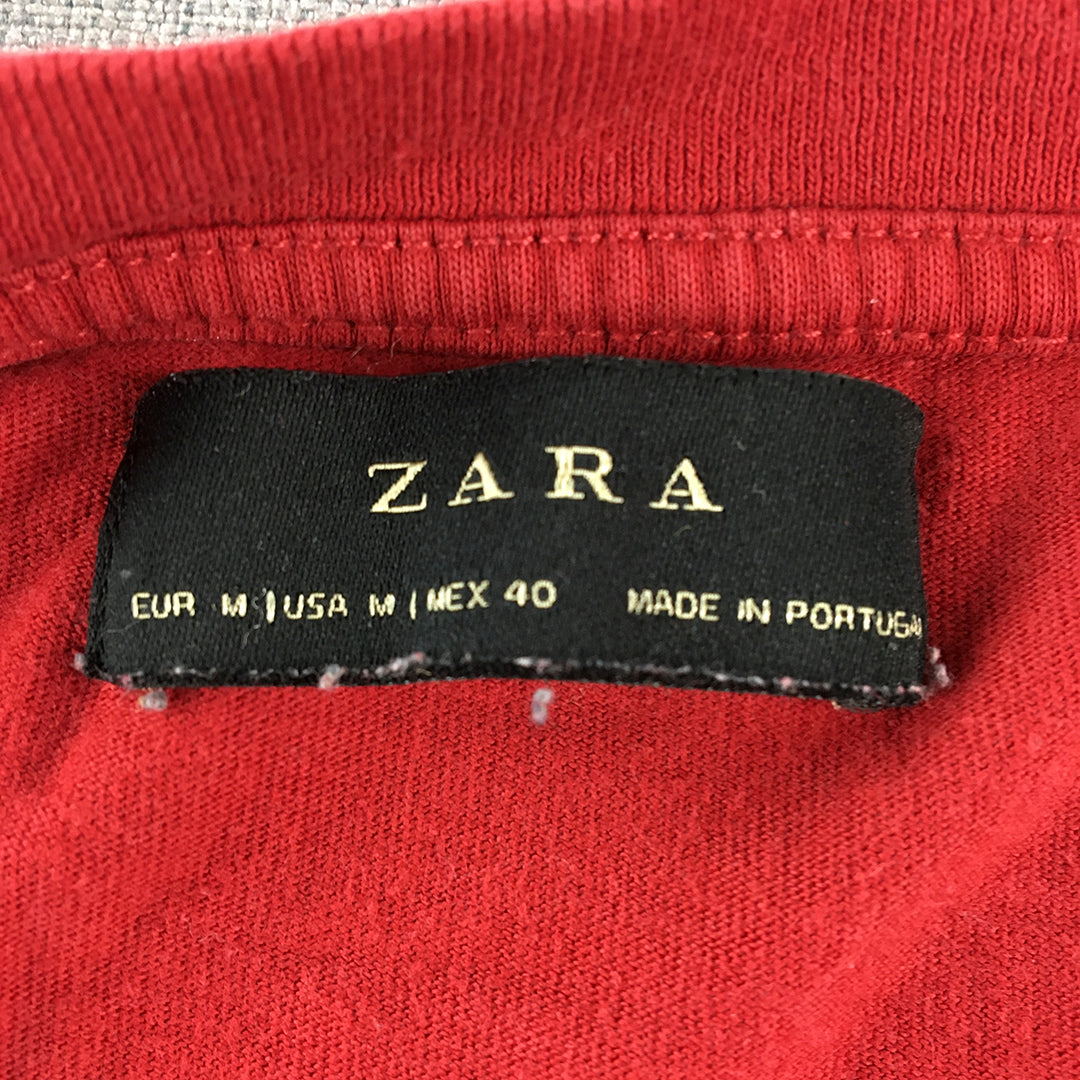 Zara Mens T-Shirt Size M Red Short Sleeve Crew Neck Tee