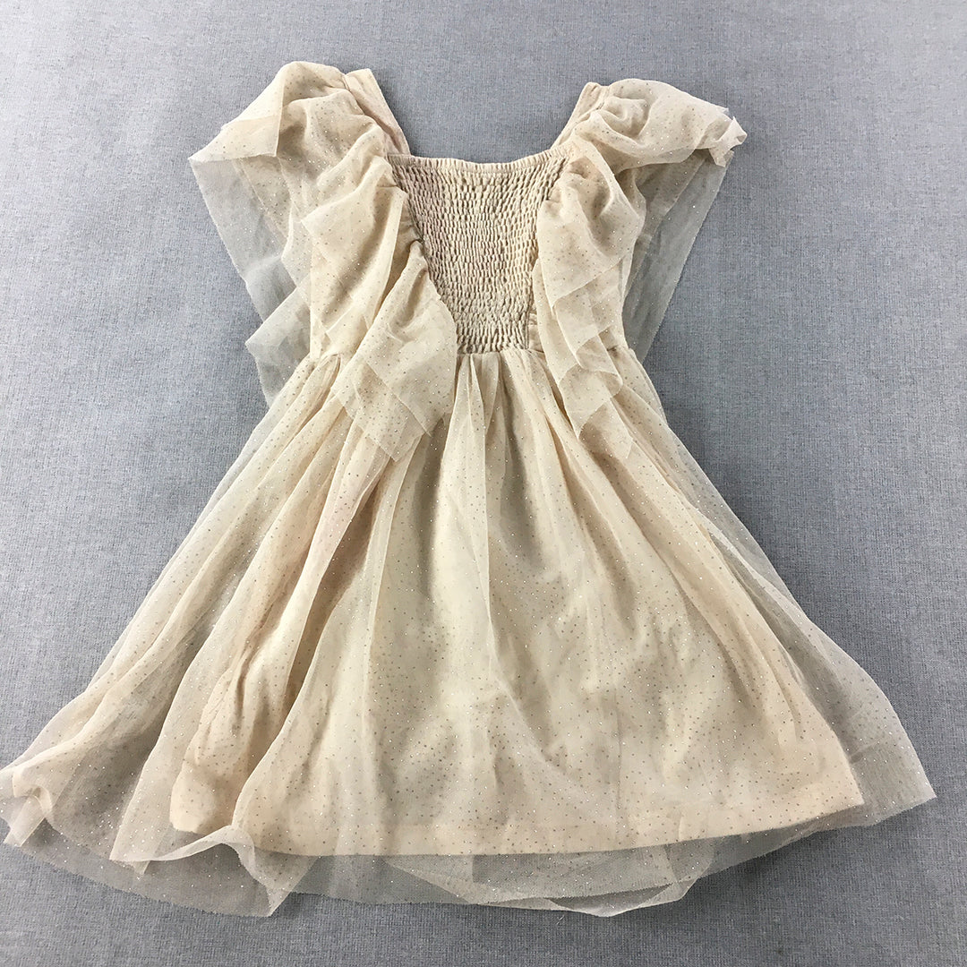 Zara Kids Girls Dress Size 7 Brown Fit & Flare Pleated