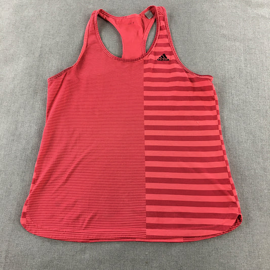 Adidas Womens Tank Top Size S Pink Striped Sleeveless Shirt