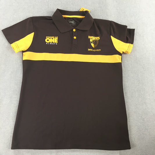 NEW Hawthorn Hawks 2017 Member Womens Polo Shirt Size 10 Brown AFL Football