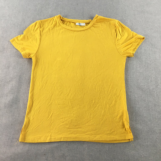 Valleygirl Womens T-Shirt Size M Yellow Short Sleeve Crew Neck Top