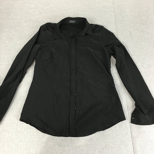 Forcast Womens Top Size 10 Black Button-Up Long Sleeve Shirt Collared