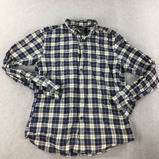 Salt Of The Earth Sote Mens Flannel Shirt Size S Blue Checkered Button-Up