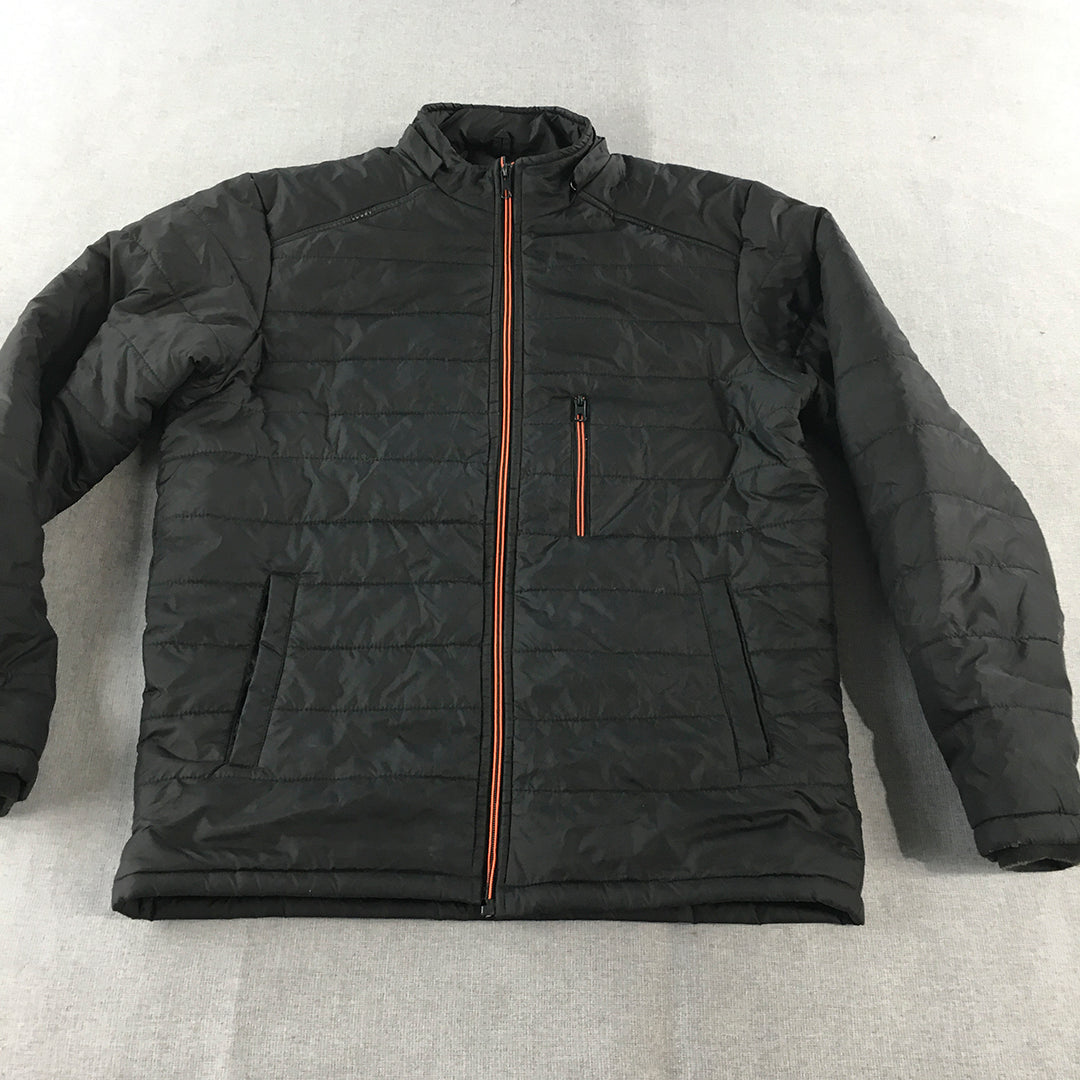 Vanesis Mens Puffer Jacket Size L Black Quilted Zip-Up Pockets Coat