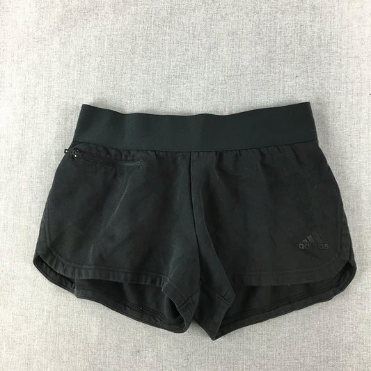 Adidas Womens Running Shorts Size S Black Logo Gym Workout