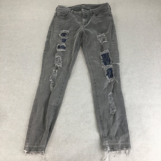 Guess Womens Jeans Size 28 Grey Light Wash Skinny Raw Hem Ripped Denim