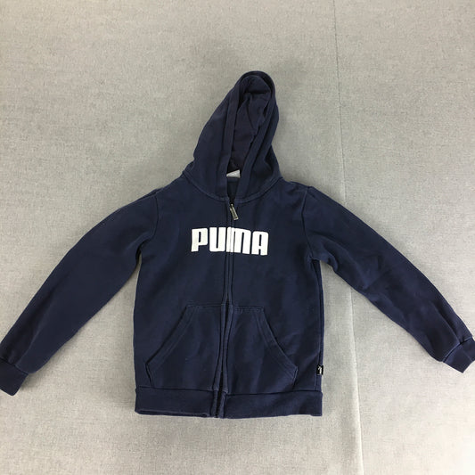 Puma Kids Boys Hoodie Jacket Youth Size S (7 - 8 Years) Navy Blue Logo Pockets