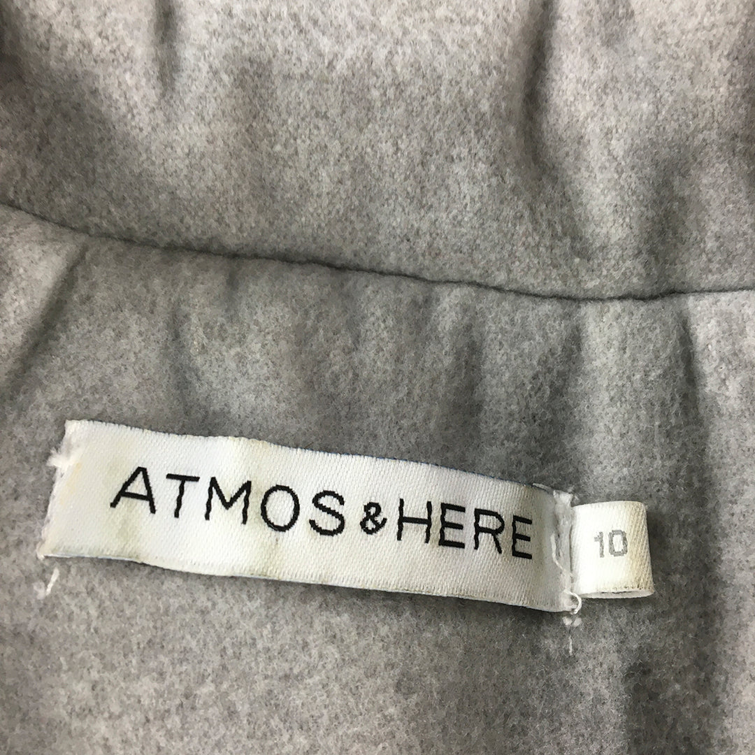 Atmos & Here Womens Pea Coat Size 10 Grey Collared Button Jacket