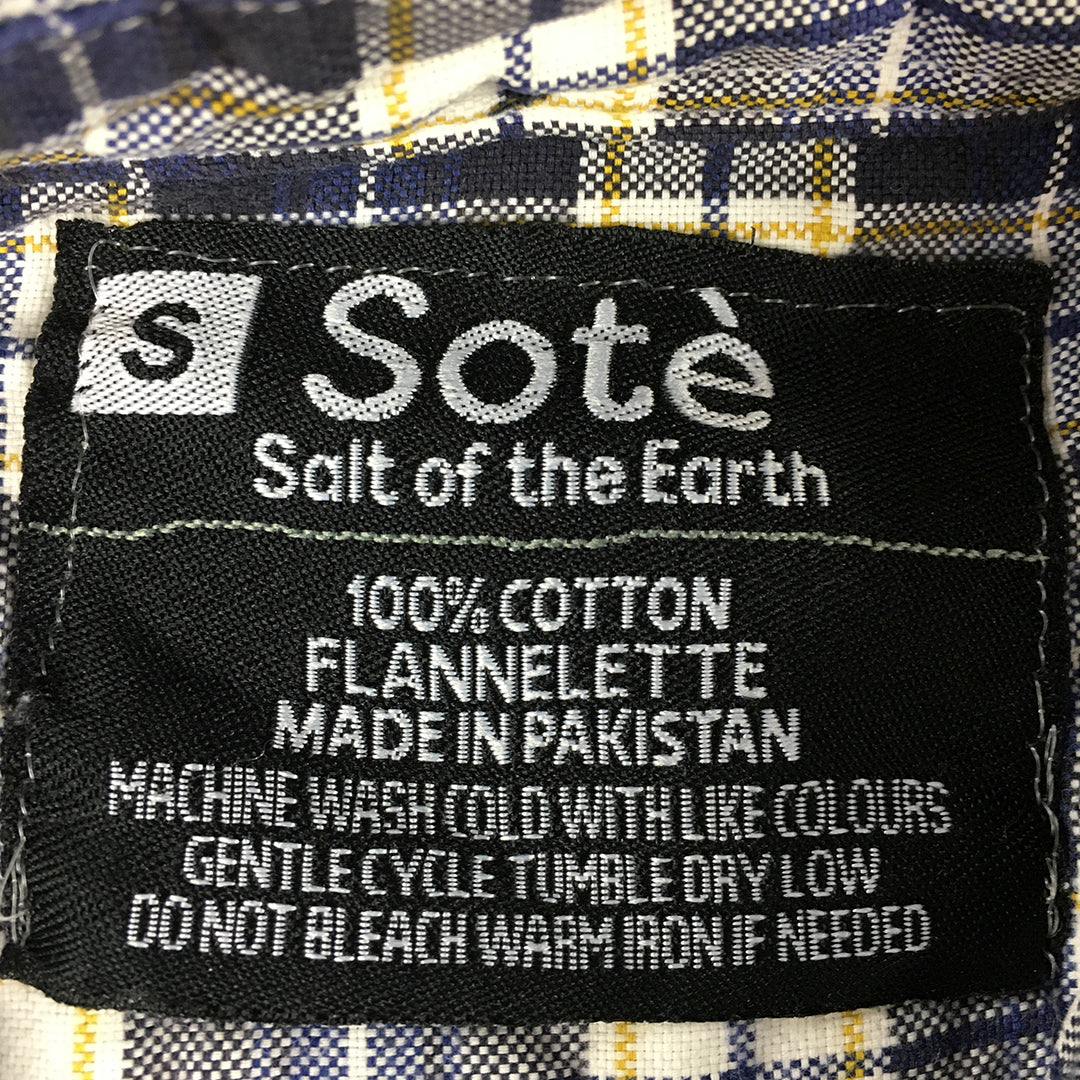 Salt Of The Earth Sote Mens Flannel Shirt Size S Blue Checkered Button-Up