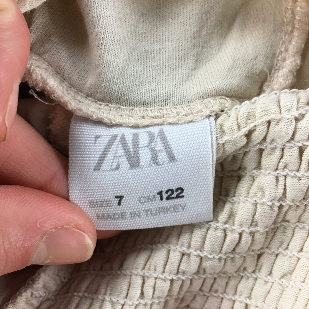 Zara Kids Girls Dress Size 7 Brown Fit & Flare Pleated