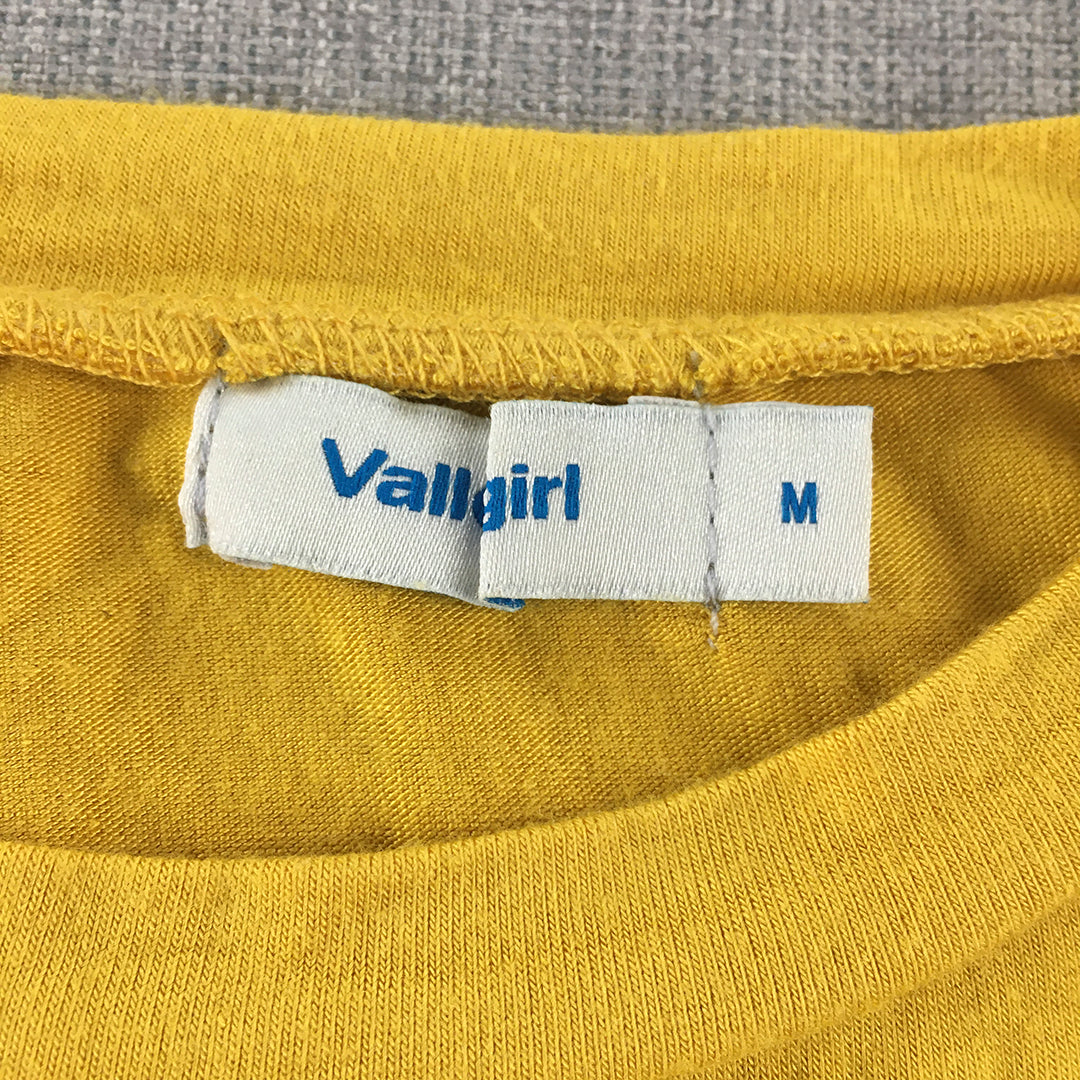 Valleygirl Womens T-Shirt Size M Yellow Short Sleeve Crew Neck Top