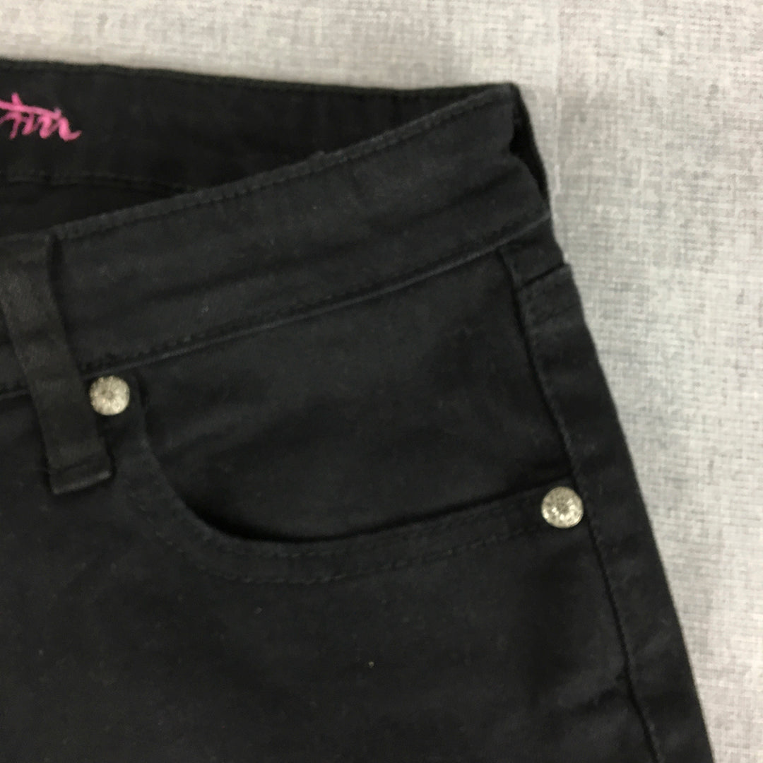 W Denim Womens Skinny Jeans Size 8 (W25 x L30) Black Ripped Stretch Denim